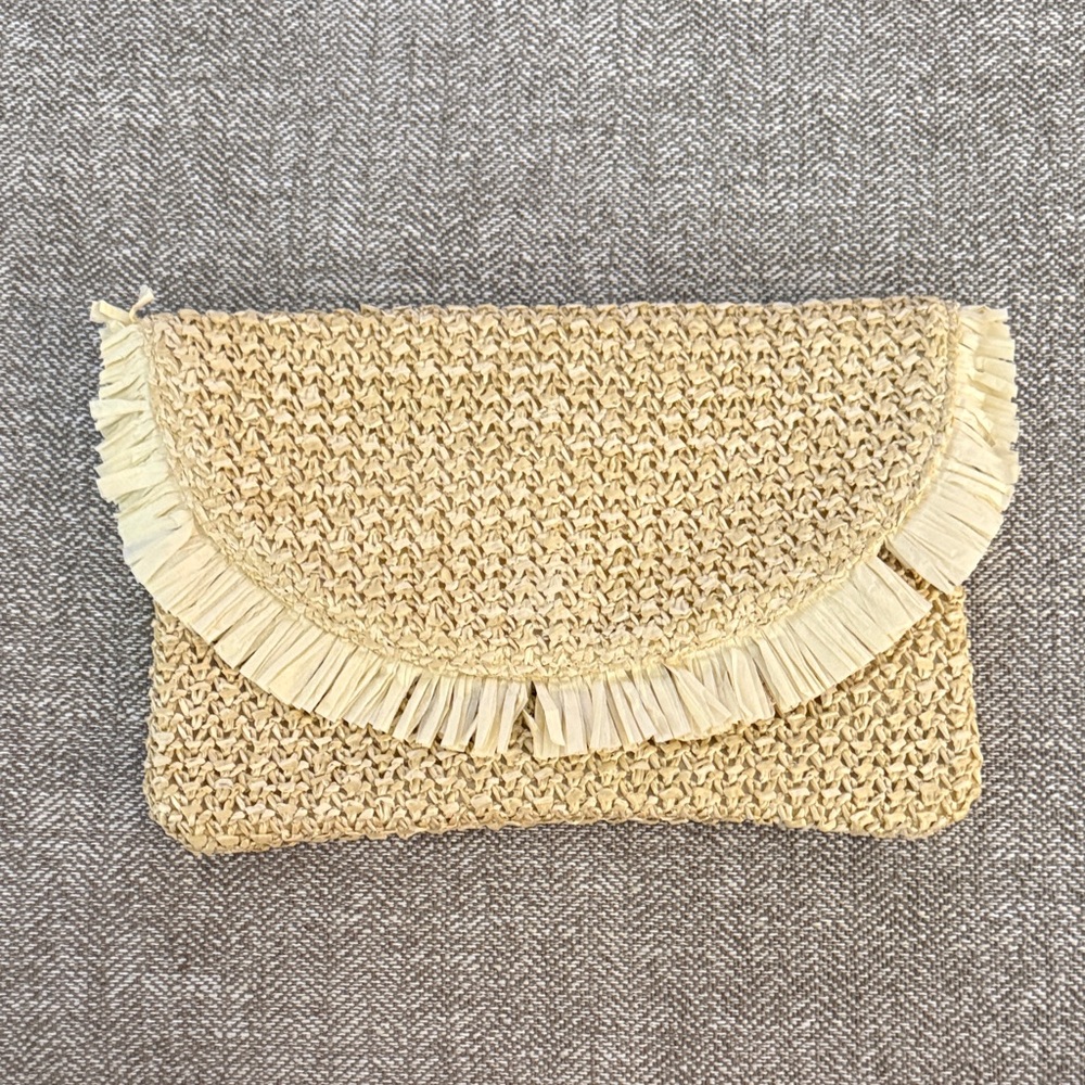 Woven Tan Clutch Bag
